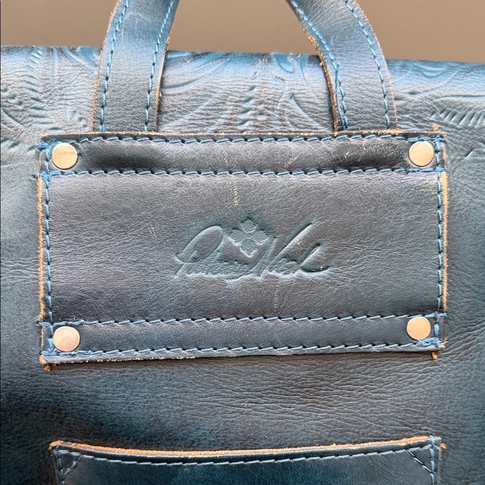 Patricia Nash Burnished Tooled Indigo Luzille Convvertible Backpack Leather - Picture 3 of 8